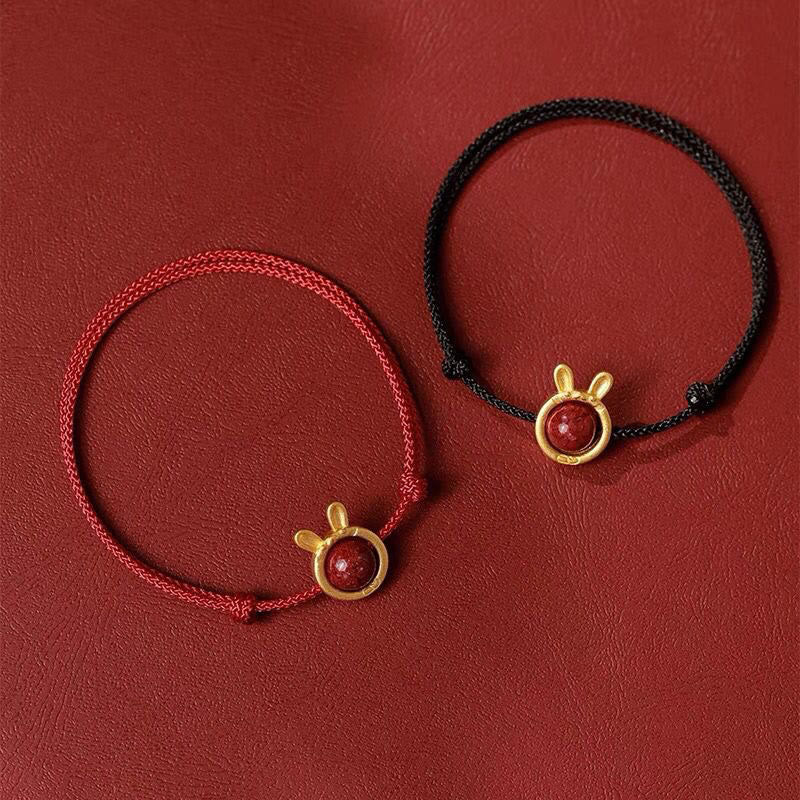 Nimara Ritual Handmade Rabbit Tiger Cinnabar Keep Away Evil Spirits Braided String Bracelet