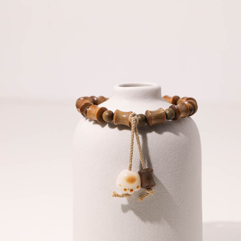 Nimara Ritual Green Sandalwood Bodhi Seed Cat Claw Bamboo Peace Bracelet