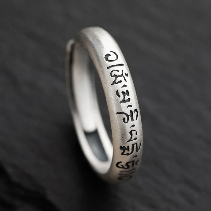 Nimara Ritual 990 Sterling Silver Six True Words Om Mani Padme Hum Love Peace Ring