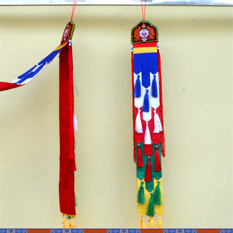Nimara Ritual Lotus Flower Eight Auspicious Symbols Meditation Enlightenment Colorful Tassels Wall Art