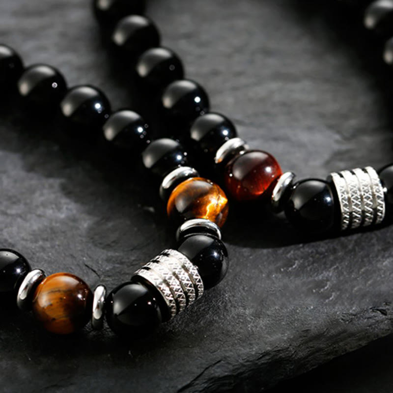 Nimara Ritual Natural Black Obsidian Tiger Eye Strength Fulfillment Bracelet