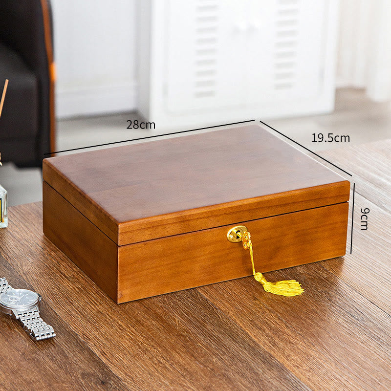 Nimara Ritual Vintage Wooden Jewelry Box Two-Layer Solid Wood Jewelry Storage Box