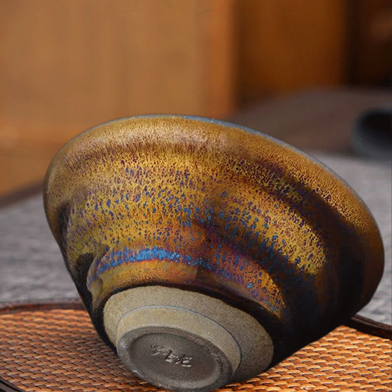 Nimara Ritual Chinese Jianzhan Colorful Milky Way Glaze Ceramic Teacup Tenmoku Kung Fu Tea Cup