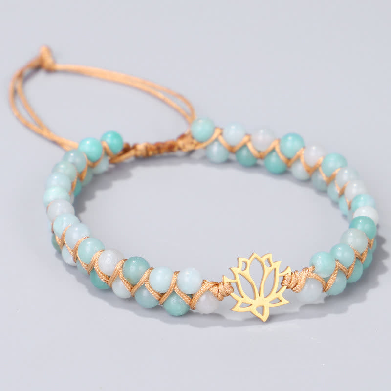 Nimara Ritual Amazonite Beads Lotus Flower Balance Weave Bracelet