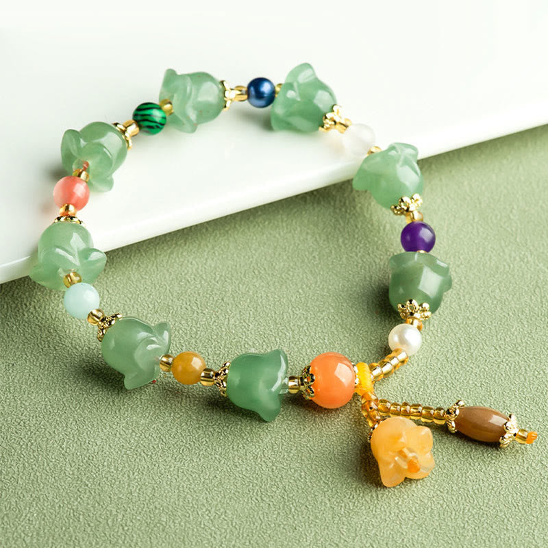 Nimara Ritual Green Aventurine Magnolia Flower Luck Bracelet