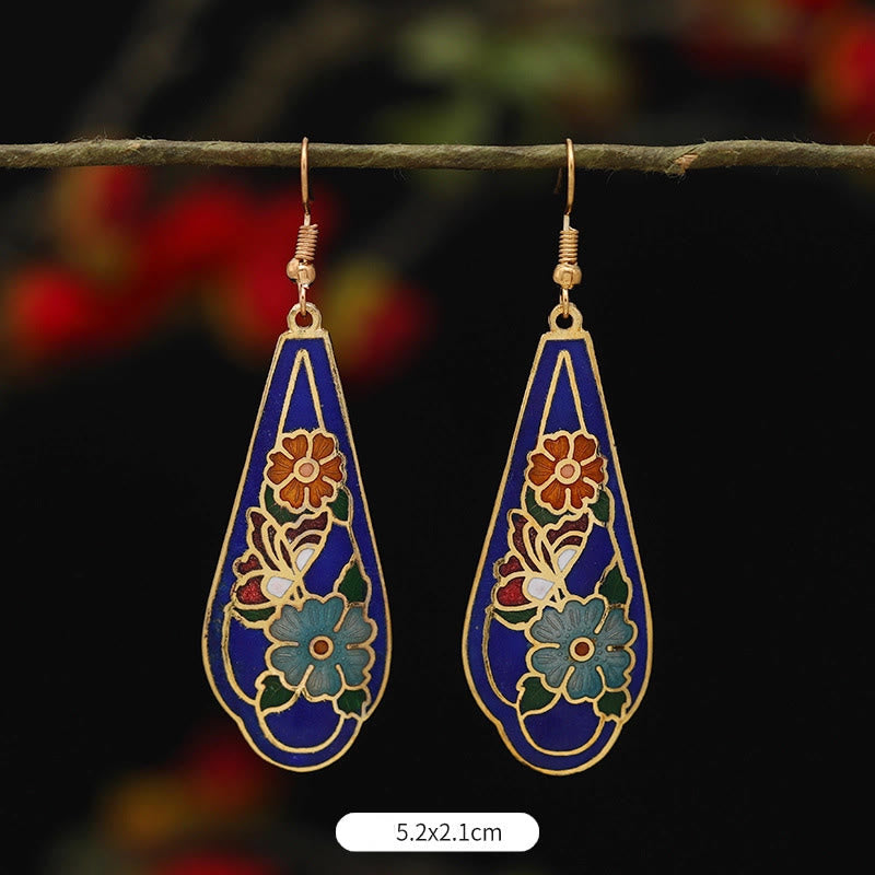 Nimara Ritual Lotus Butterfly Flower Alloy Copper Enlightenment Drop Earrings