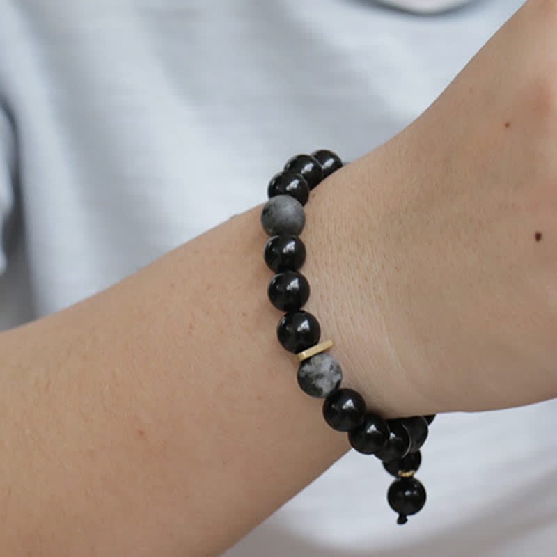 Nimara Ritual Black Obsidian Black Glitter Stone Purification Bracelet