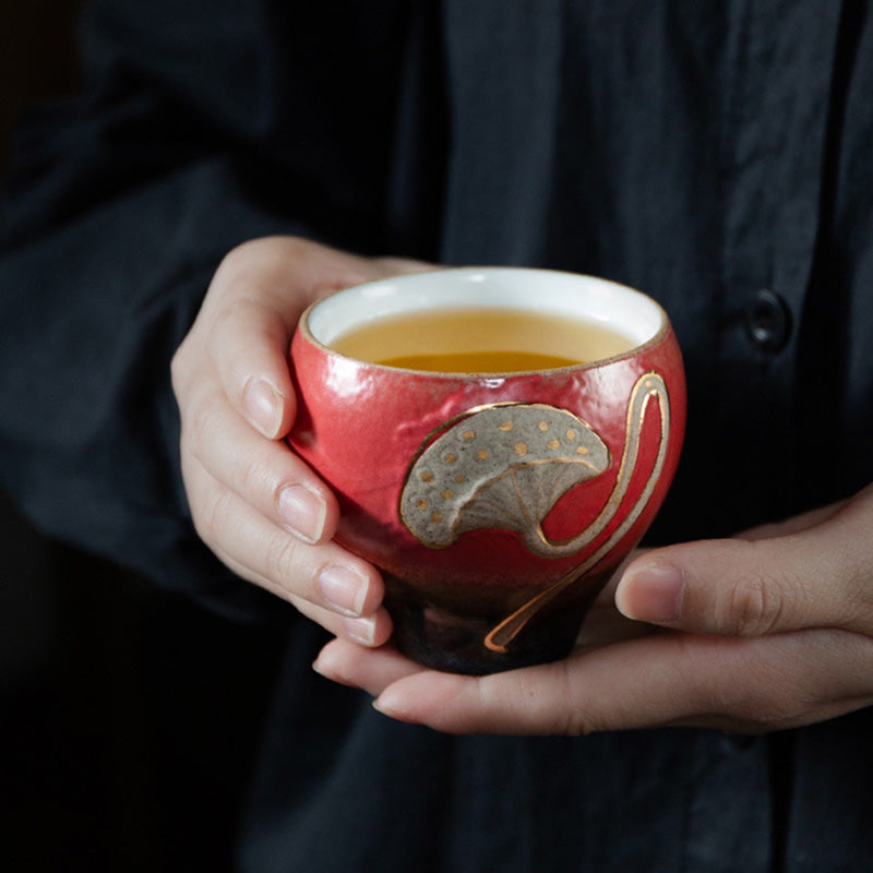 Nimara Ritual Lotus Pod Engraved Teacup Kung Fu Tea Cup