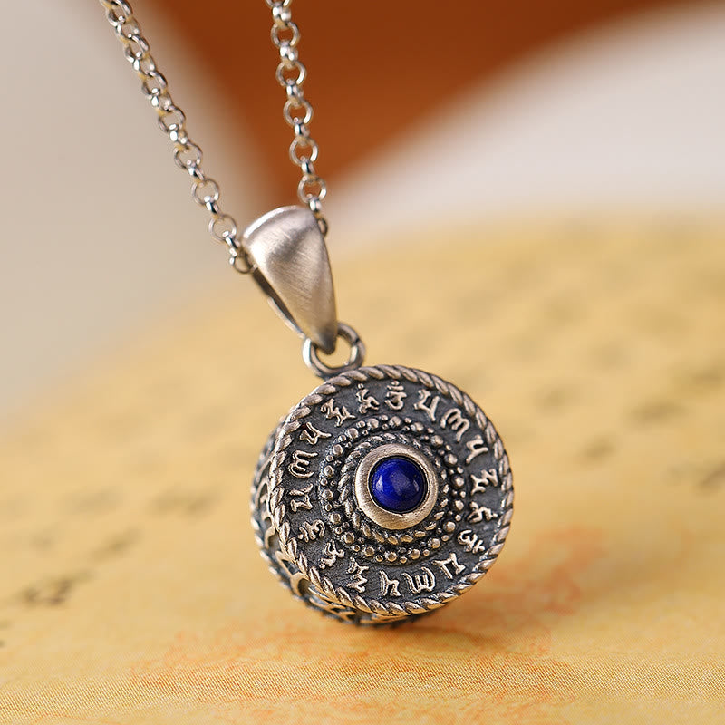 Nimara Ritual 925 Sterling Silver Om Mani Padme Hum Lazurite Love Peace Necklace Pendant