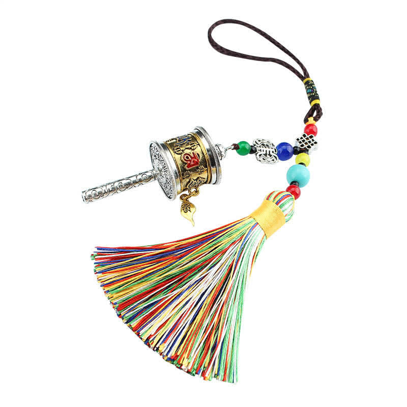 Nimara Ritual Tibet Om Mani Padme Hum Prayer Wheel Tassel Bag Car Hanging Decoration