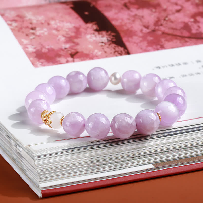 Nimara Ritual Kunzite Hetian White Jade Gourd Love Spiritual Growth Bracelet
