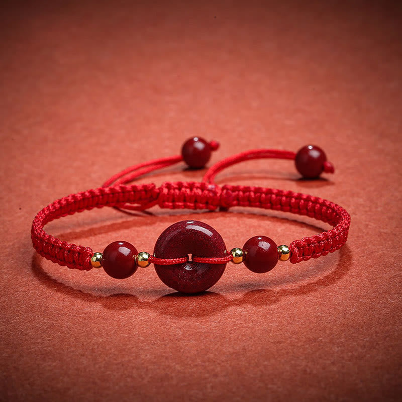 Nimara Ritual Natural Cinnabar Peace Buckle Blessing String Bracelet