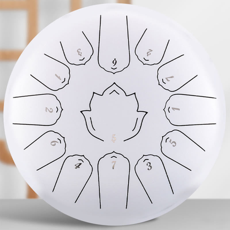 Nimara Ritual Steel Tongue Drum Sound Healing Mindfulness Lotus Pattern Yoga Drum Kit 13 Note 12 Inch Percussion Instrument