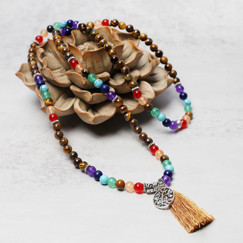 Nimara Ritual Healing Crystal Mala Prayer Beads 108 Meditation Healing Multilayer Bracelet Necklace