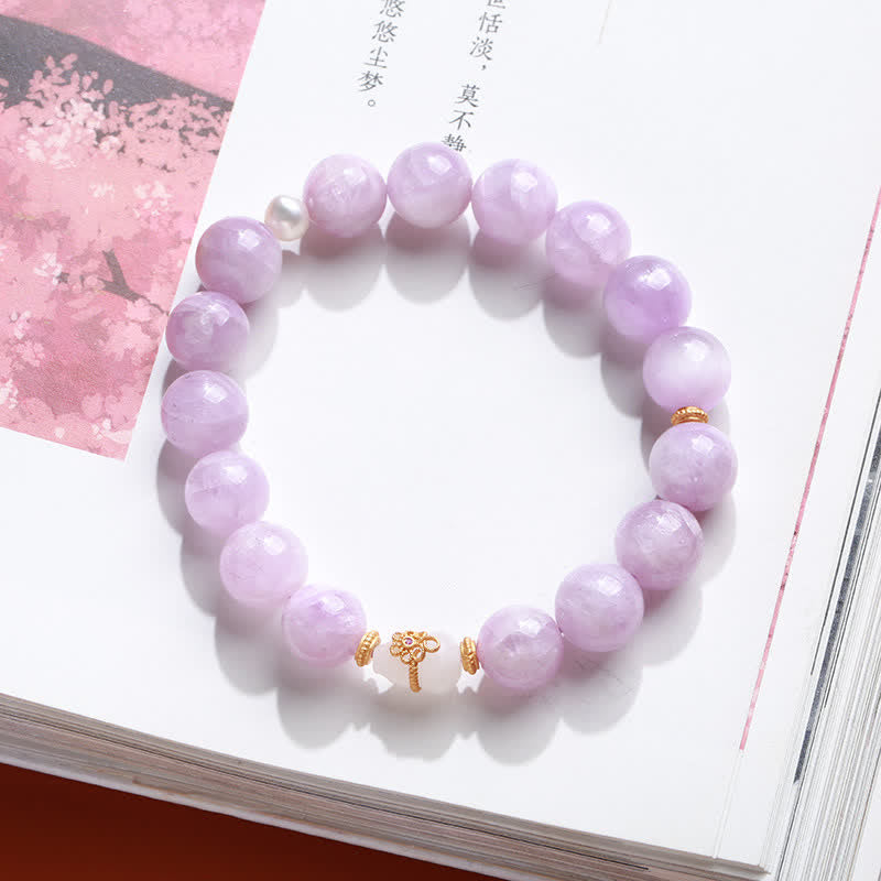 Nimara Ritual Kunzite Hetian White Jade Gourd Love Spiritual Growth Bracelet