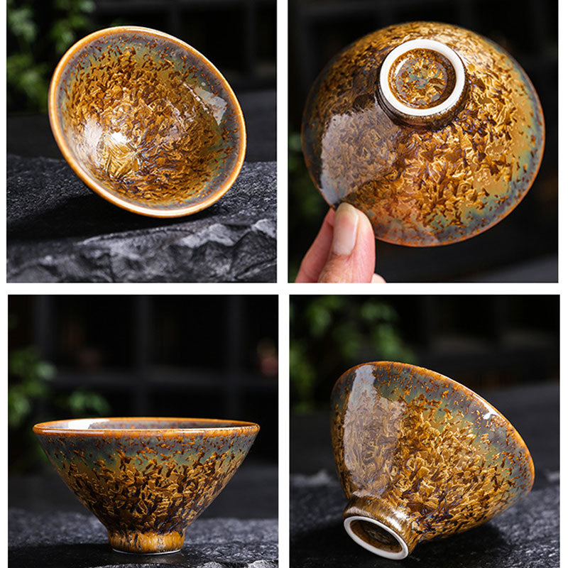 Nimara Ritual Colorful Brown Ceramic Teacup Kung Fu Tea Cup Bowl
