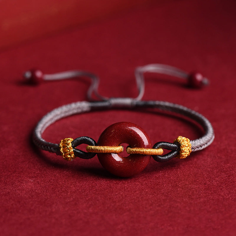 Nimara Ritual Handmade Cinnabar Peace Buckle Blessing Braided Rope Bracelet