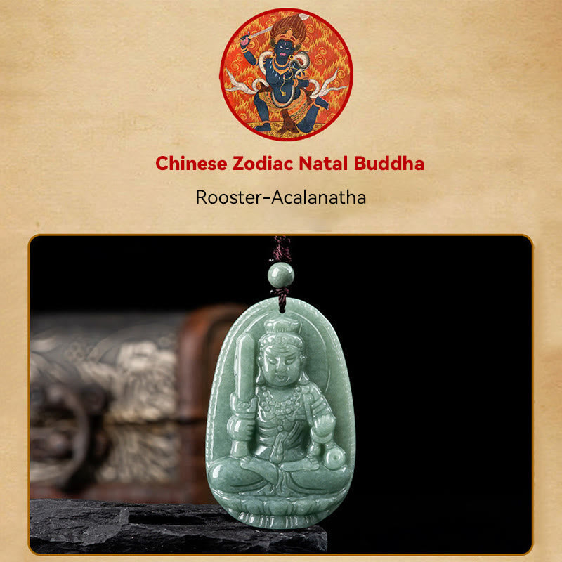 Nimara Ritual Chinese Zodiac Natal Buddha Natural Jade Wealth Prosperity Necklace Pendant