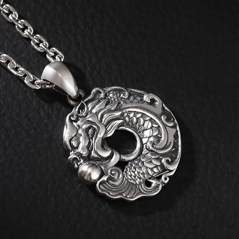 Nimara Ritual Koi Fish Dragon Peace Buckle Wealth Necklace Pendant