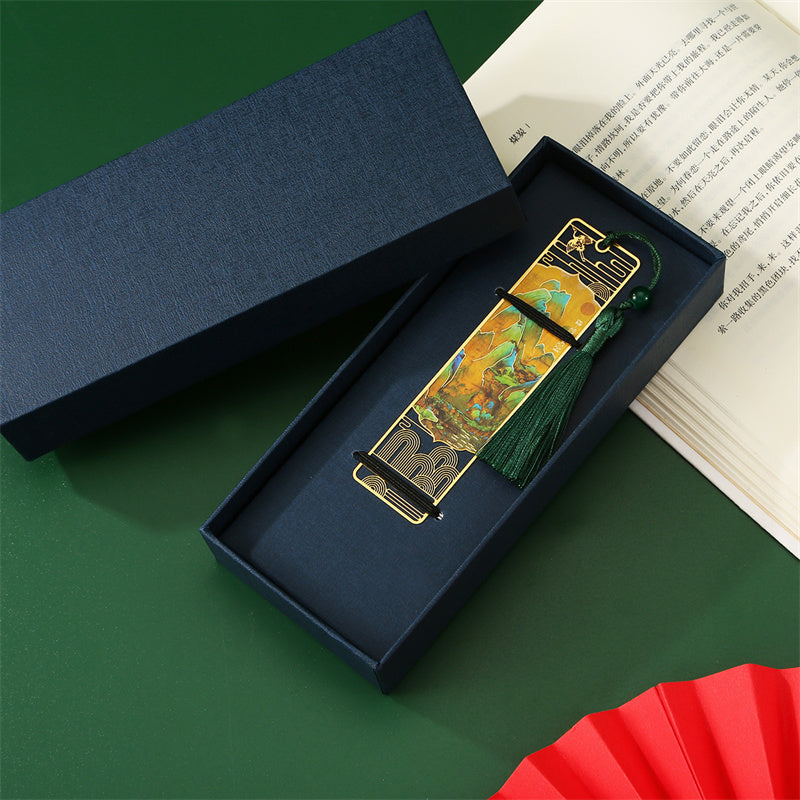 Nimara Ritual A Panorama of Rivers and Mountains Metal Hollow Bookmarks Tassel With Gift Box