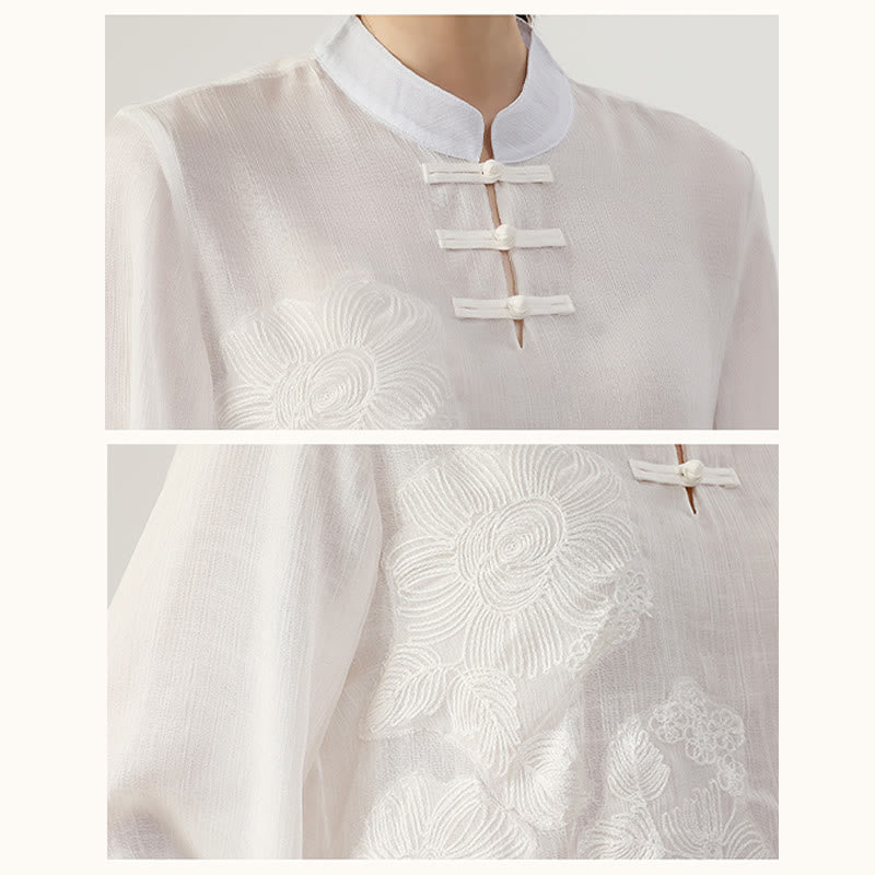 Nimara Ritual 2Pcs Long Sleeve Frog-Button Meditation Prayer Zen Practice Tai Chi Uniform Clothing Women's Set