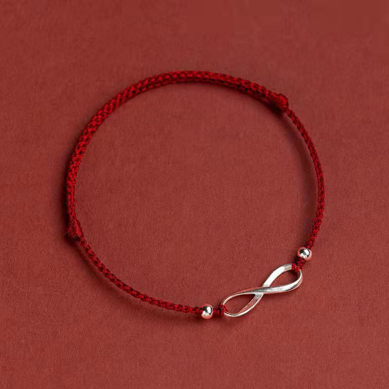 Nimara Ritual 925 Sterling Silver Endless Knot Protection Luck Red String Bracelet Anklet