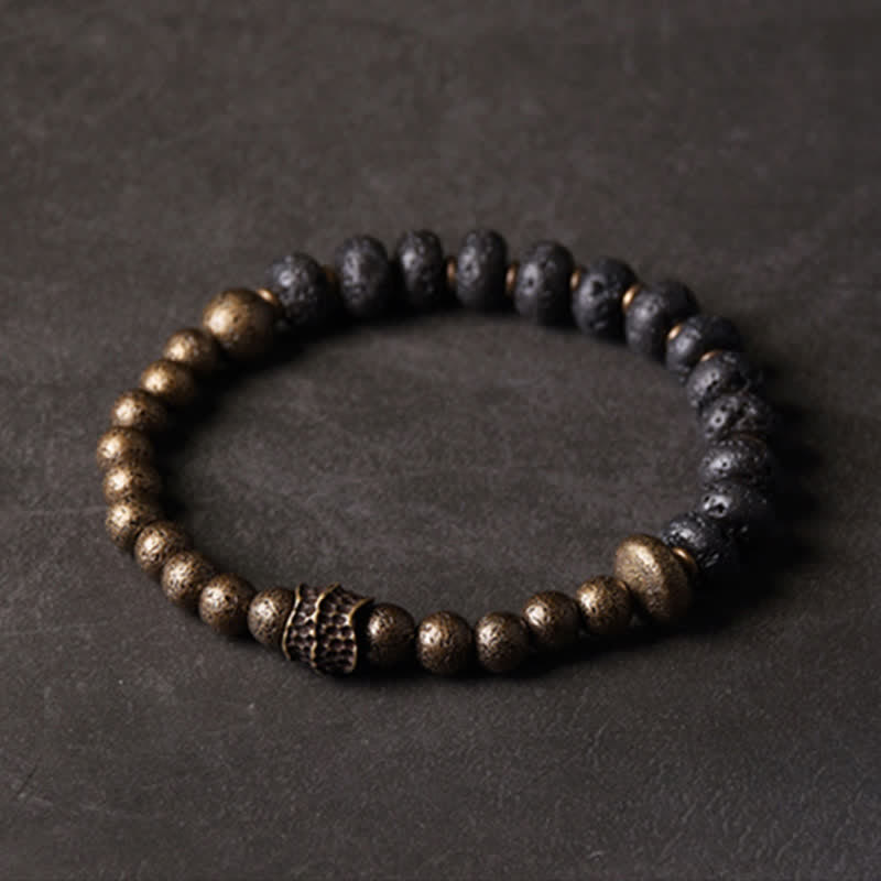 Nimara Ritual Lava Rock Stone Copper Balance Cuff Bracelet Bangle
