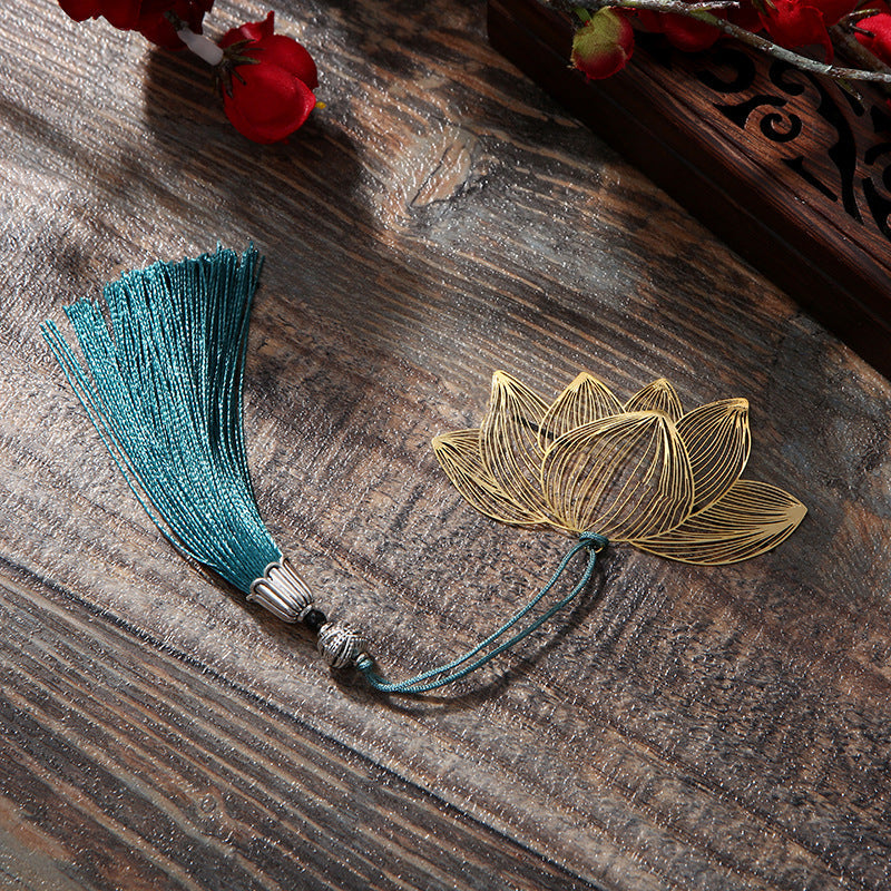 Nimara Ritual Lotus Flower New Beginning Metal Brass Hollow Bookmark