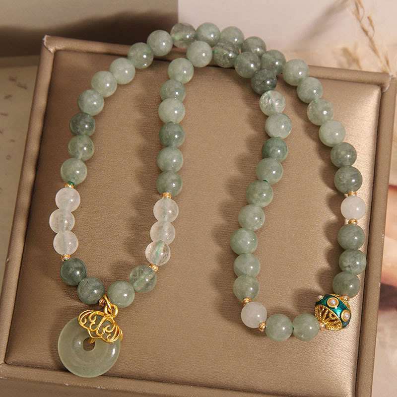 Nimara Ritual Green Aventurine Peace Buckle Charm Luck Double Wrap Bracelet