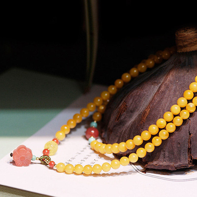 Nimara Ritual Amber Healing Balance Necklace Flower Charm Bracelet