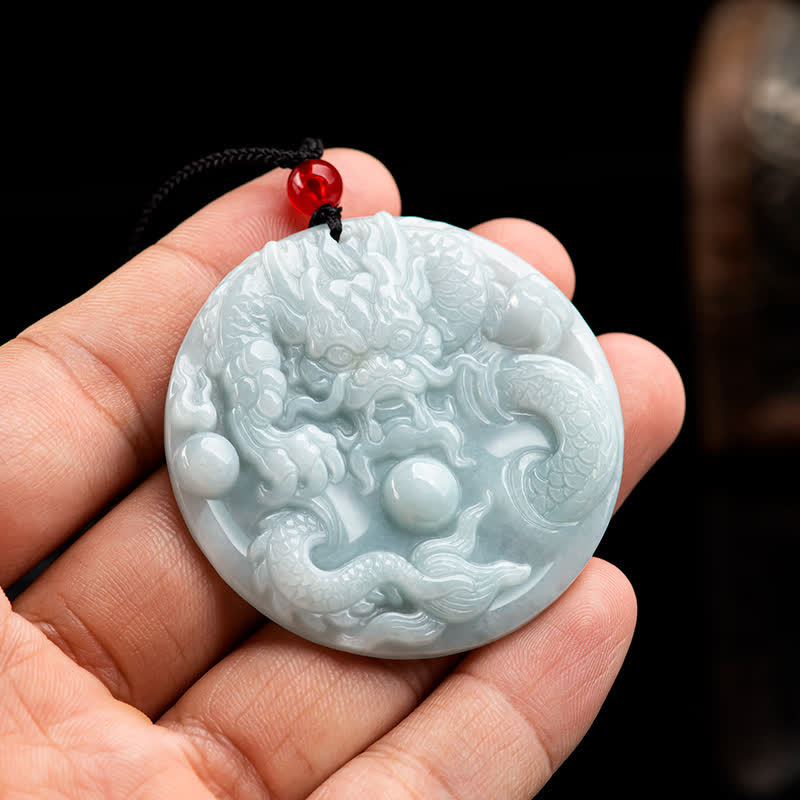 Nimara Ritual Chinese Zodiac Dragon Jade Success Amulet String Necklace