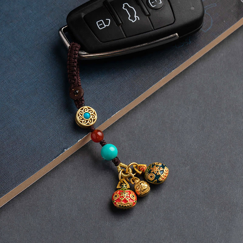 Nimara Ritual Gold Swallowing Beast Family Luck Car Key Chain Phone Hanging Decoration
