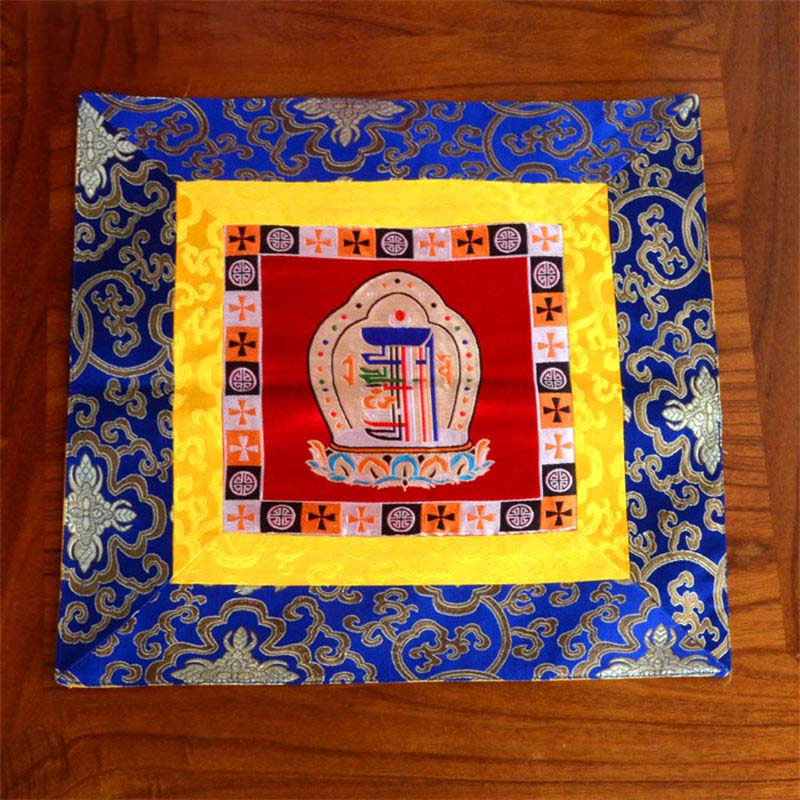 Nimara Ritual Prayer Altar Mat Meditation Strength Endless Knot Vajra Man-Bcu Kalachakra Auspicious Symbols