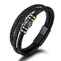 Nimara Ritual Leather Layered Titanium Steel Balance Braided Bracelet