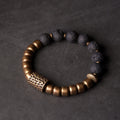 Nimara Ritual Lava Rock Stone Rainbow Obsidian Brass Support Healing Bracelet
