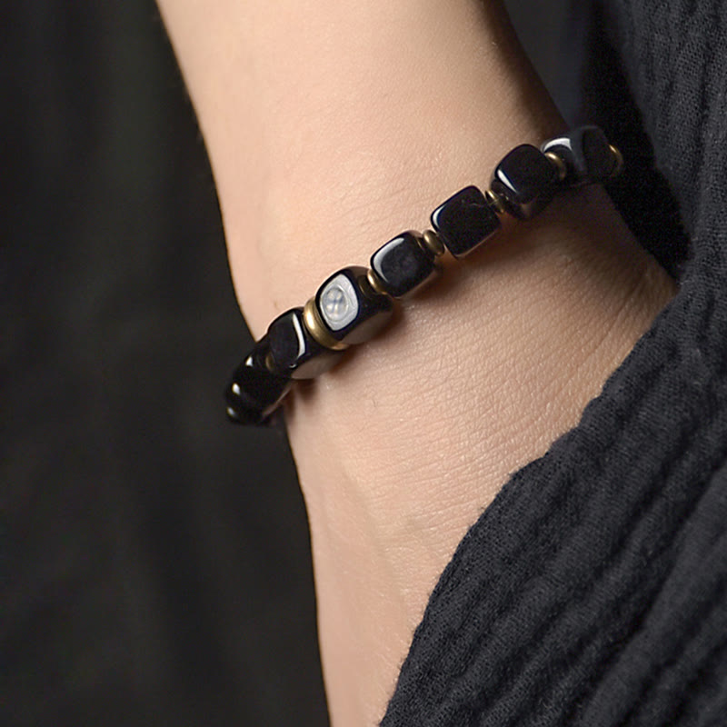 Nimara Ritual Black Obsidian Crystal Copper Strength Couple Bracelet