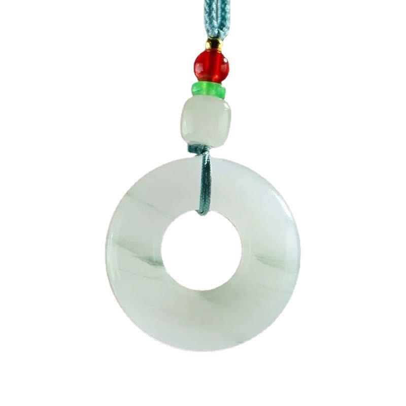 Nimara Ritual Natural Jade Peace Buckle Prosperity Necklace Pendant