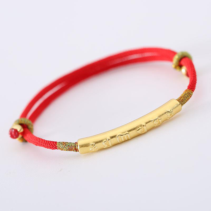 Nimara Ritual Tibetan Buddhist Handmade Mani Mantra Lucky Red String Bracelet