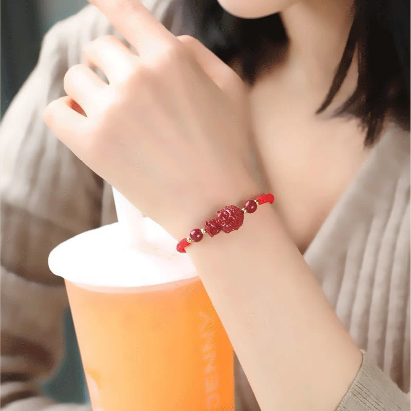 Nimara Ritual Chinese Zodiac Natal Buddha Cinnabar Amulet Blessing String Bracelet