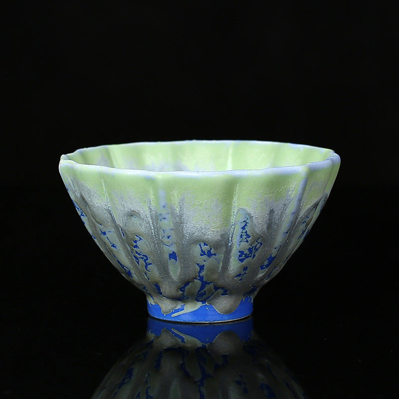 Nimara Ritual Retro Blue Red Gradient Lotus Pattern Kiln Change Ceramic Teacup Kung Fu Tea Cup Bowl