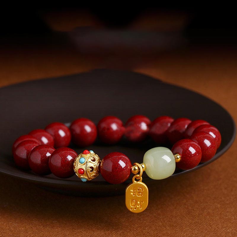 Nimara Ritual Cinnabar Green Aventurine Fortune Protection Charm Bracelet