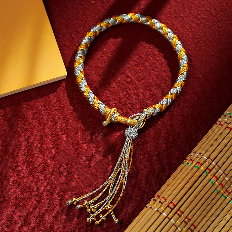 Nimara Ritual Handmade Tibetan Five God Of Wealth Dragon Scale Rope Luck Braid Bracelet