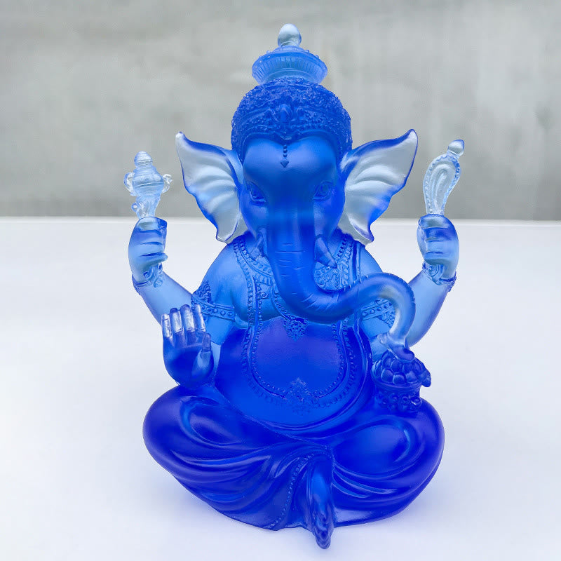 Nimara Ritual Handmade Ganesh Ganpati Elephant Figurine Liuli Crystal Art Piece Protection Statue Home Decoration