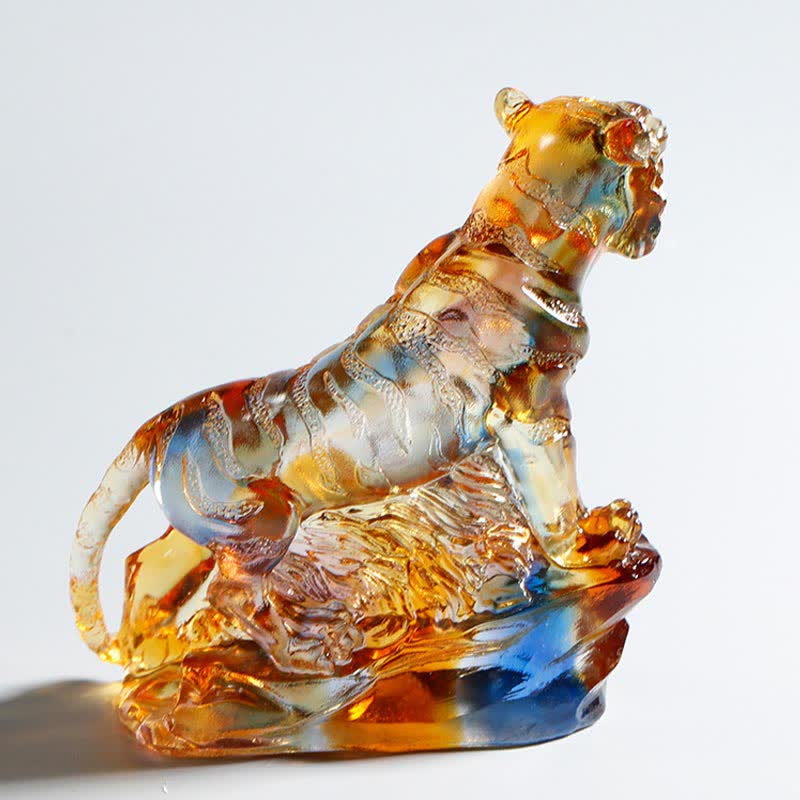 Nimara Ritual Handmade Liuli Crystal Tiger Art Piece Protection Home Decoration