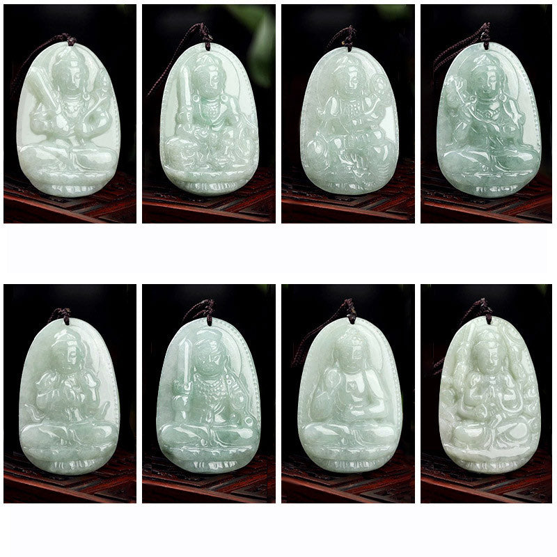 Nimara Ritual Chinese Zodiac Natal Buddha Jade Wealth Prosperity Necklace Pendant