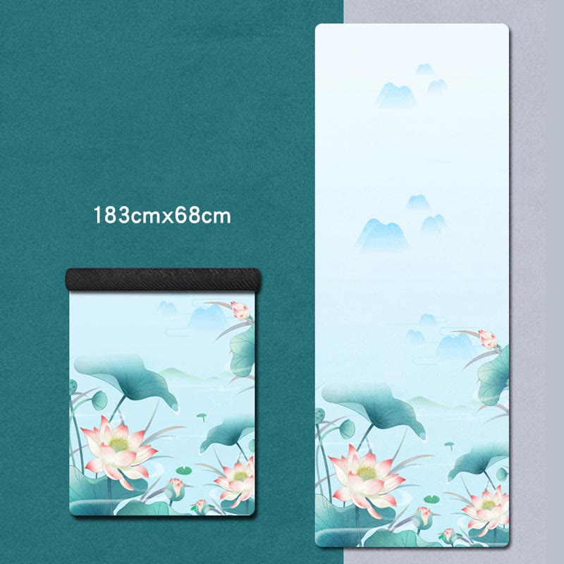 Nimara Ritual Tibetan Mandala Elephant Lotus Koi Fish Mindful Natural Rubber Yoga Mat Decoration
