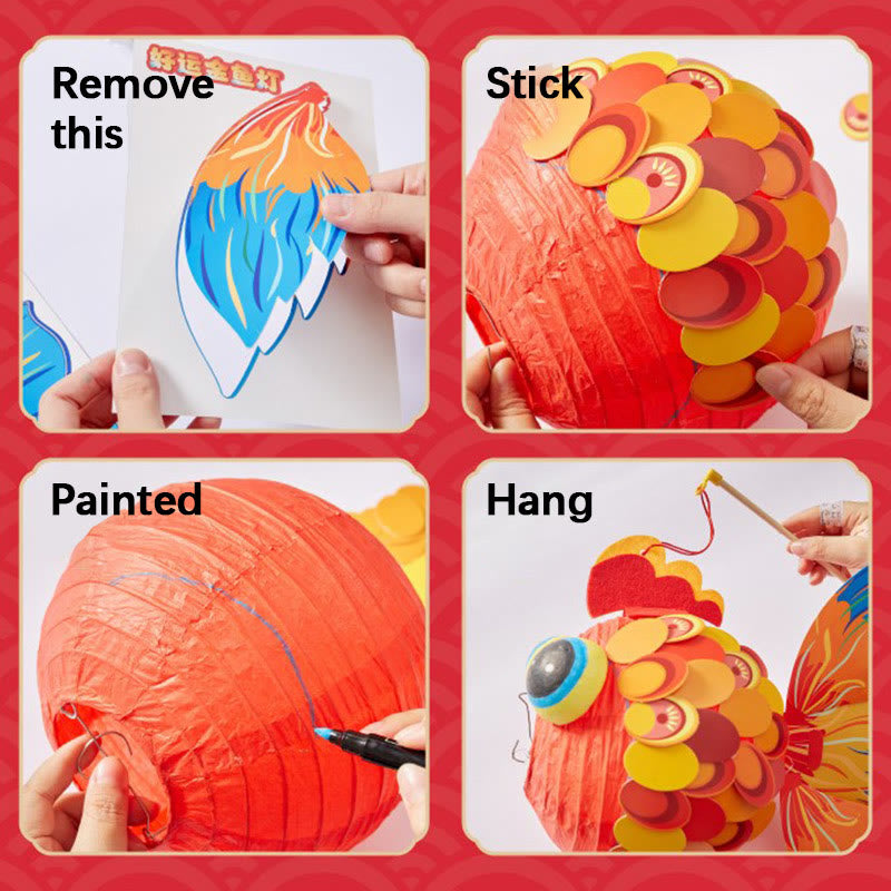 Nimara Ritual DIY Good Luck Koi Fish Paper Lantern Lamp Mid-Autumn Festival Child Kids Lantern Decoration