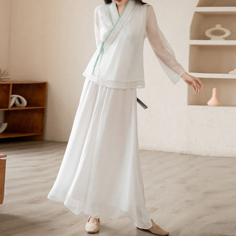 Nimara Ritual Retro Prayer Zen Spiritual Meditation Practice Chiffon Clothing Women's Set