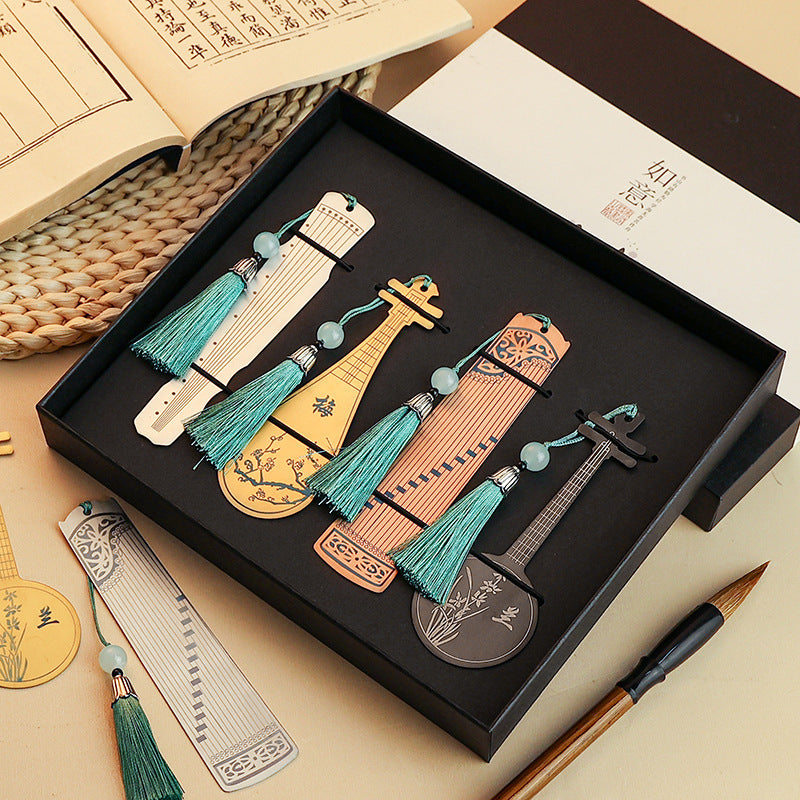 Nimara Ritual Classical Musical Instruments Pipa Guzheng Guqin Ruan Metal Bookmarks Tassel With Gift Box
