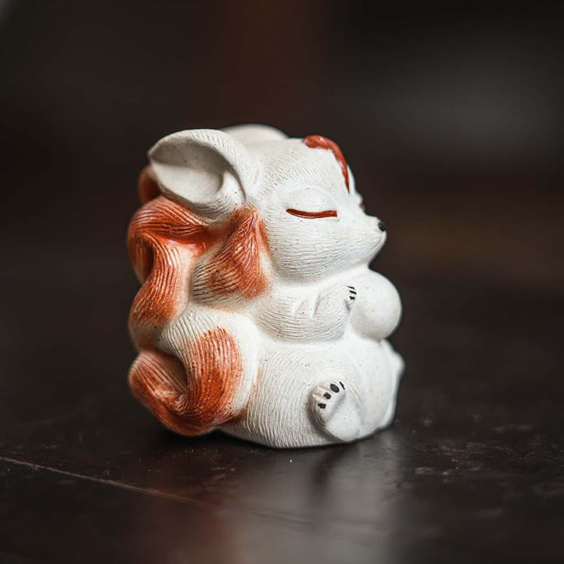 Nimara Ritual Mini Nine Tailed Fox Purple Clay Luck Desk Decoration